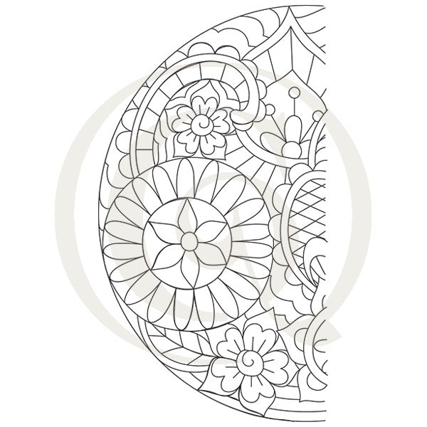 600x600 luna - Quarter Moon Drawing