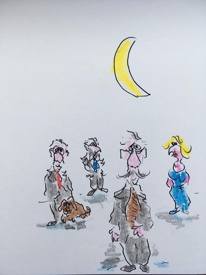 675x900 quarter moon drawing - Quarter Moon Drawing