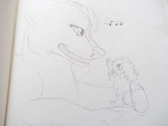 333x250 quarter moon wolf - Quarter Moon Drawing