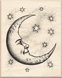 200x250 Crescent Moon Face Drawing - Quarter Moon Drawing