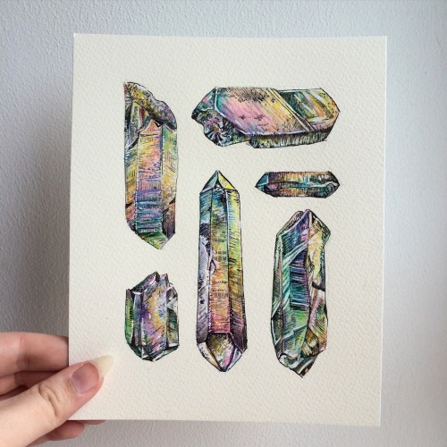 500x500 drawing art rainbow painting artwork ink crystal myart crystals - Quartz Drawing
