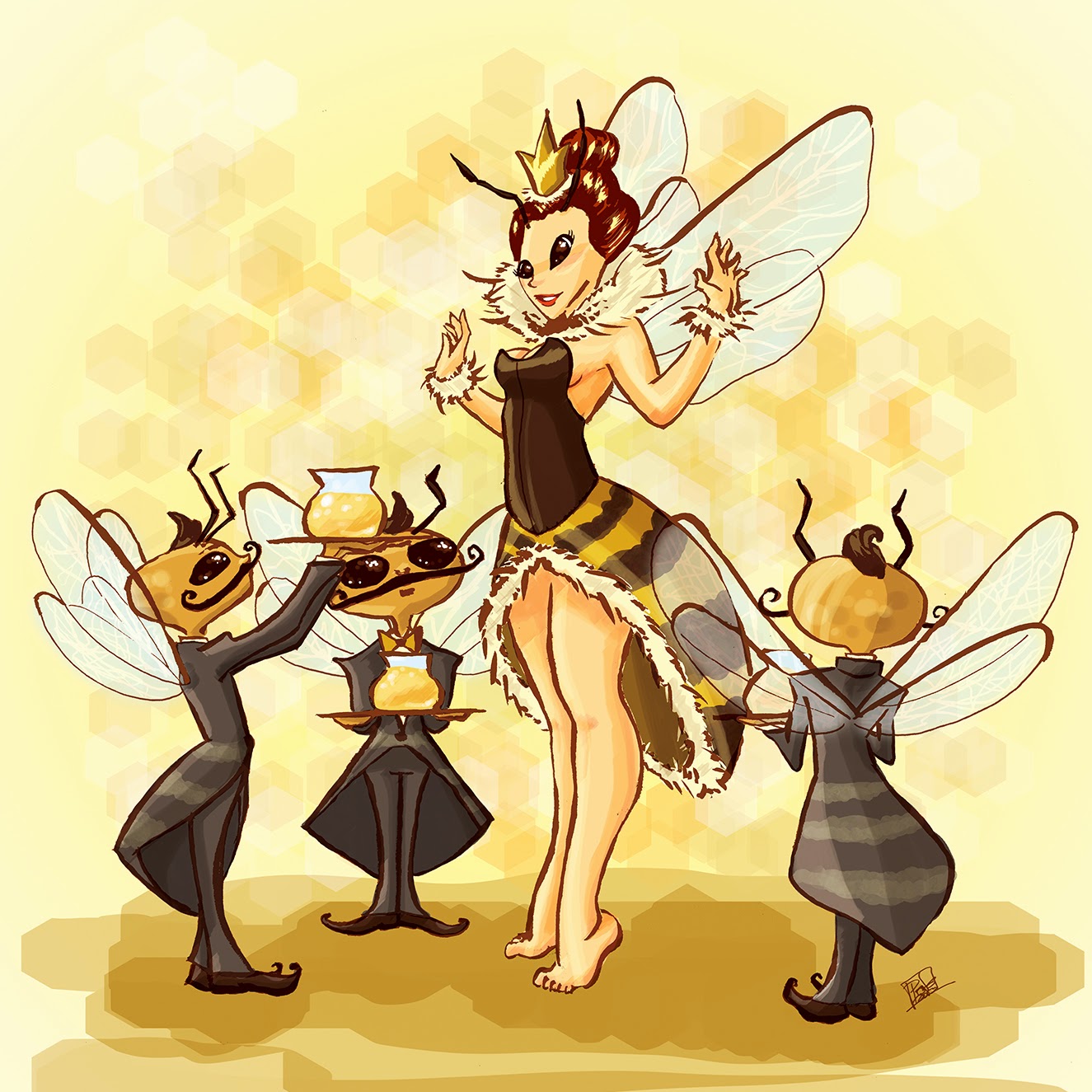 1325x1325 peng peng art otakon weekend - Queen Bee Drawing