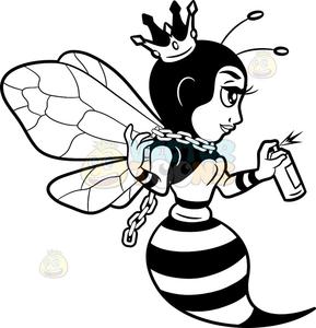 289x300 a queen bee spray painting the wall clipart cartoons - Queen Bee Drawing