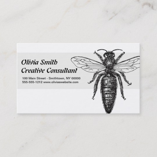 540x540 queen bee drawing vintage black business card - Queen Bee Drawing