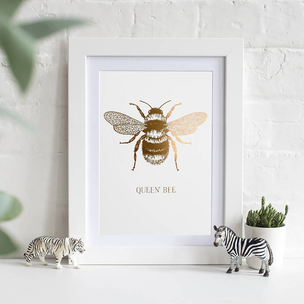1024x1024 queen bee gold or copper print - Queen Bee Drawing