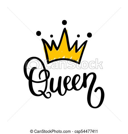 450x470 queen crown vector calligraphy design funny poster - Queen Crown Drawing