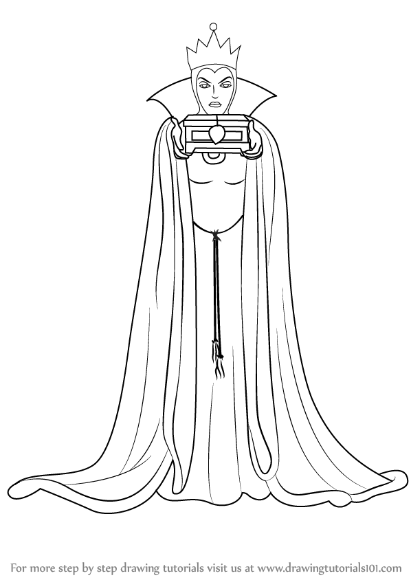 598x844 Learn How To Draw The Evil Queen From Snow White And The Seven - Queen Drawing