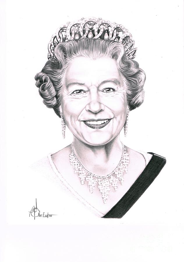 632x900 queen elizabeth drawing - Queen Drawing