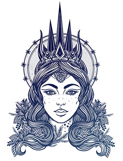 423x550 Navy Blue Forest Princess Queen Drawing Vinyl Decal - Queen Drawing