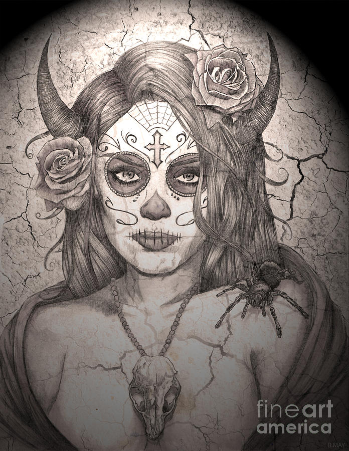 696x900 calavera queen of the sugar skulls drawing - Queen Drawing