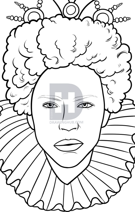 458x720 how to draw queen elizabeth, step - Queen Drawing Easy