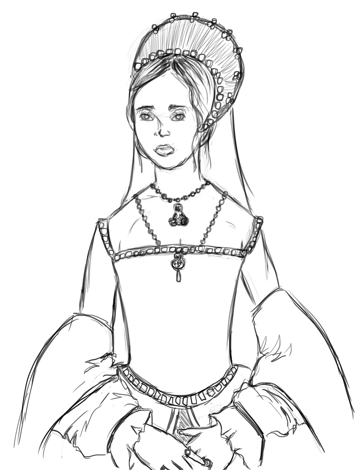 Queen Elizabeth 1 Dress Template Sketch Coloring Page