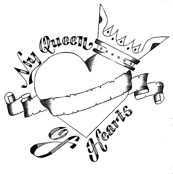 600x604 Queen Of Hearts - Queen Drawing Easy