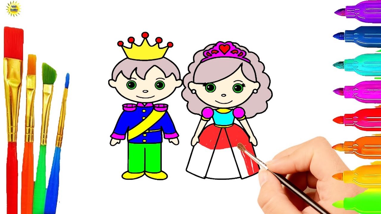 1280x720 How To Draw King And Queen Drawing Learn Color For Kids Coloring - Queen Drawing For Kids
