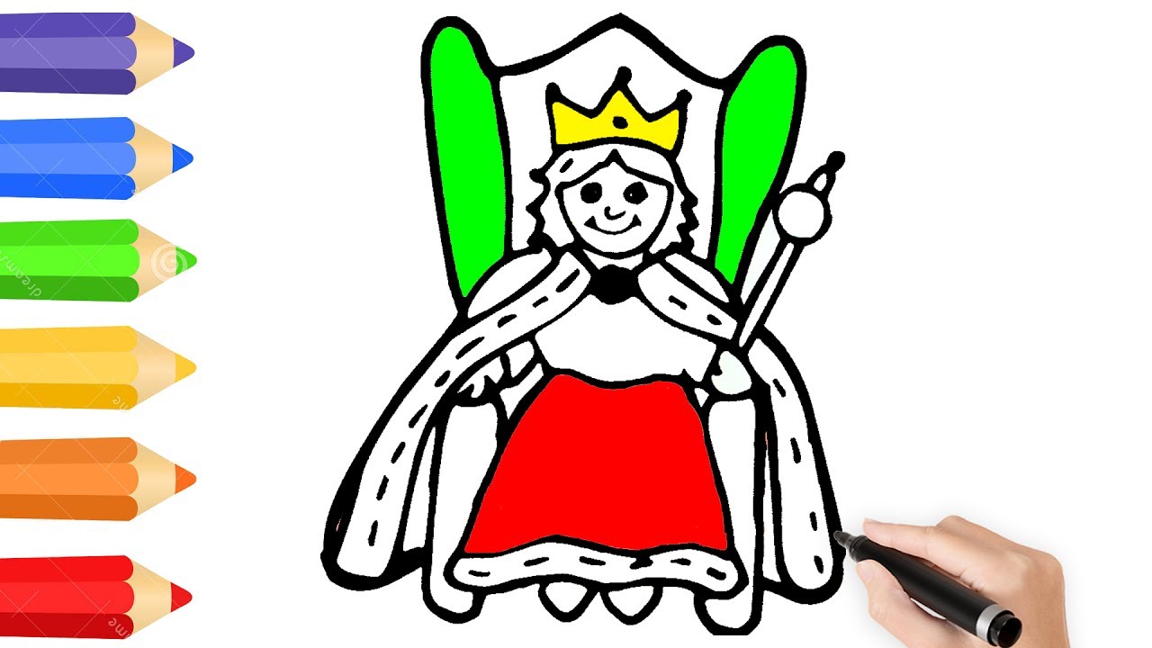 1280x720 Queen Coloring - Queen Drawing For Kids
