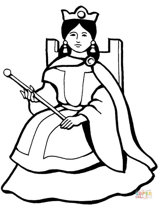 553x720 Queen Coloring Pages For Kids Great Free Clipart, Silhouette - Queen Drawing For Kids