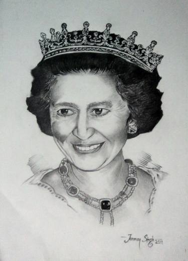 375x518 queen elizabeth drawing - Queen Elizabeth Drawing