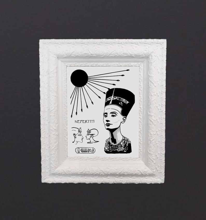 794x848 queen nefertiti drawing print ancient egypt print ancient etsy - Queen Nefertiti Drawing