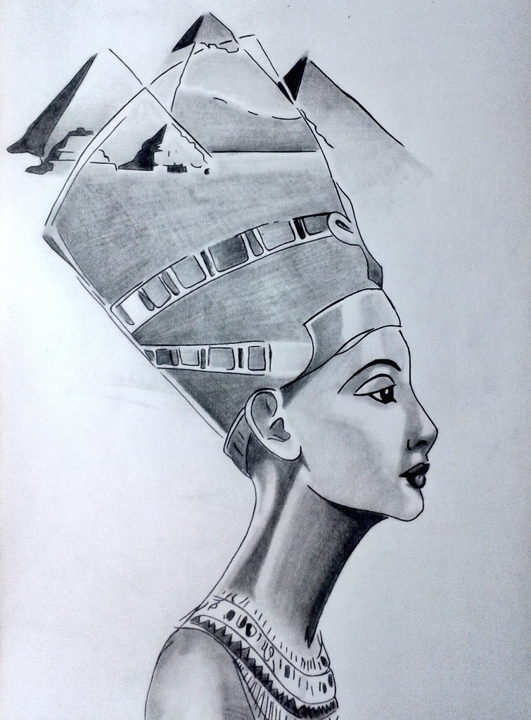 755x1024 punished bear on twitter my last drawing is of an egyptian queen - Queen Nefertiti Drawing