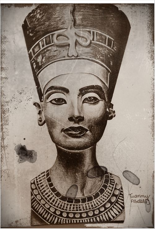 500x735 queen nefertiti tattoo drawing - Queen Nefertiti Drawing