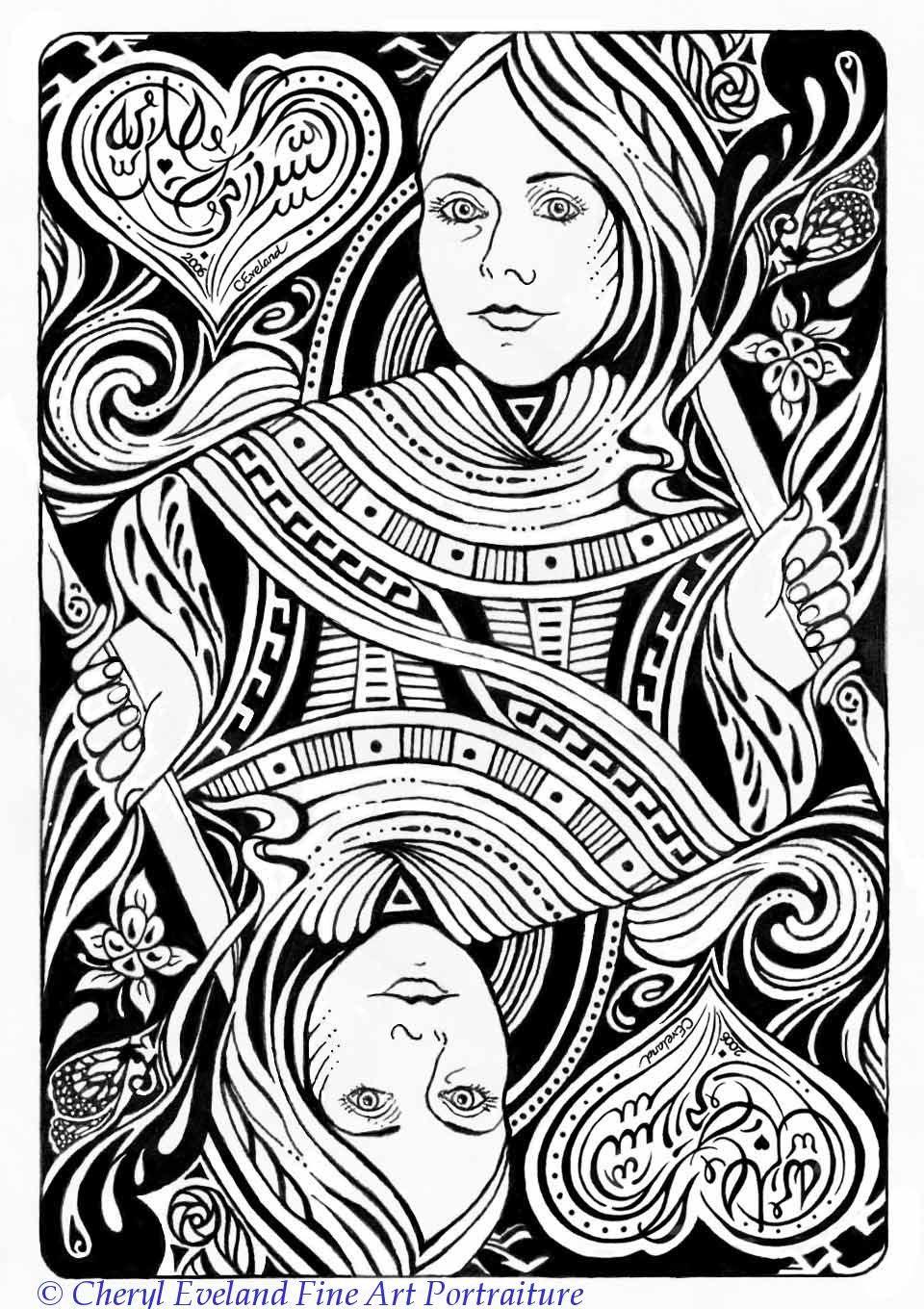 960x1360 playing card art playing cards - Queen Of Hearts Card Drawing