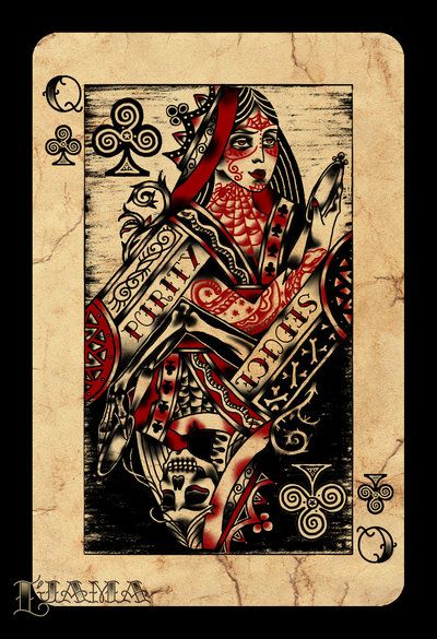 400x585 queen of hearts tattoo queen of clubs ii - Queen Of Hearts Card Drawing