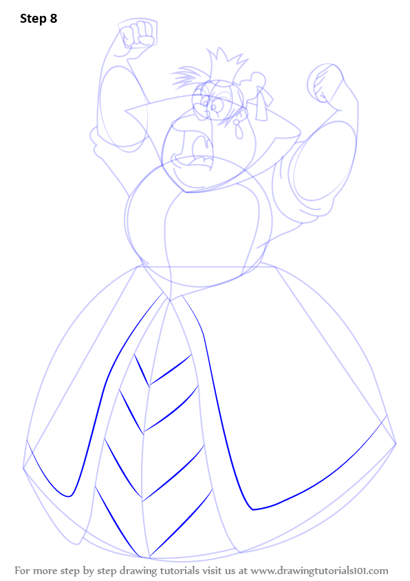 596x843 learn how to draw queen of hearts from alice in wonderland - Queen Of Hearts Drawing