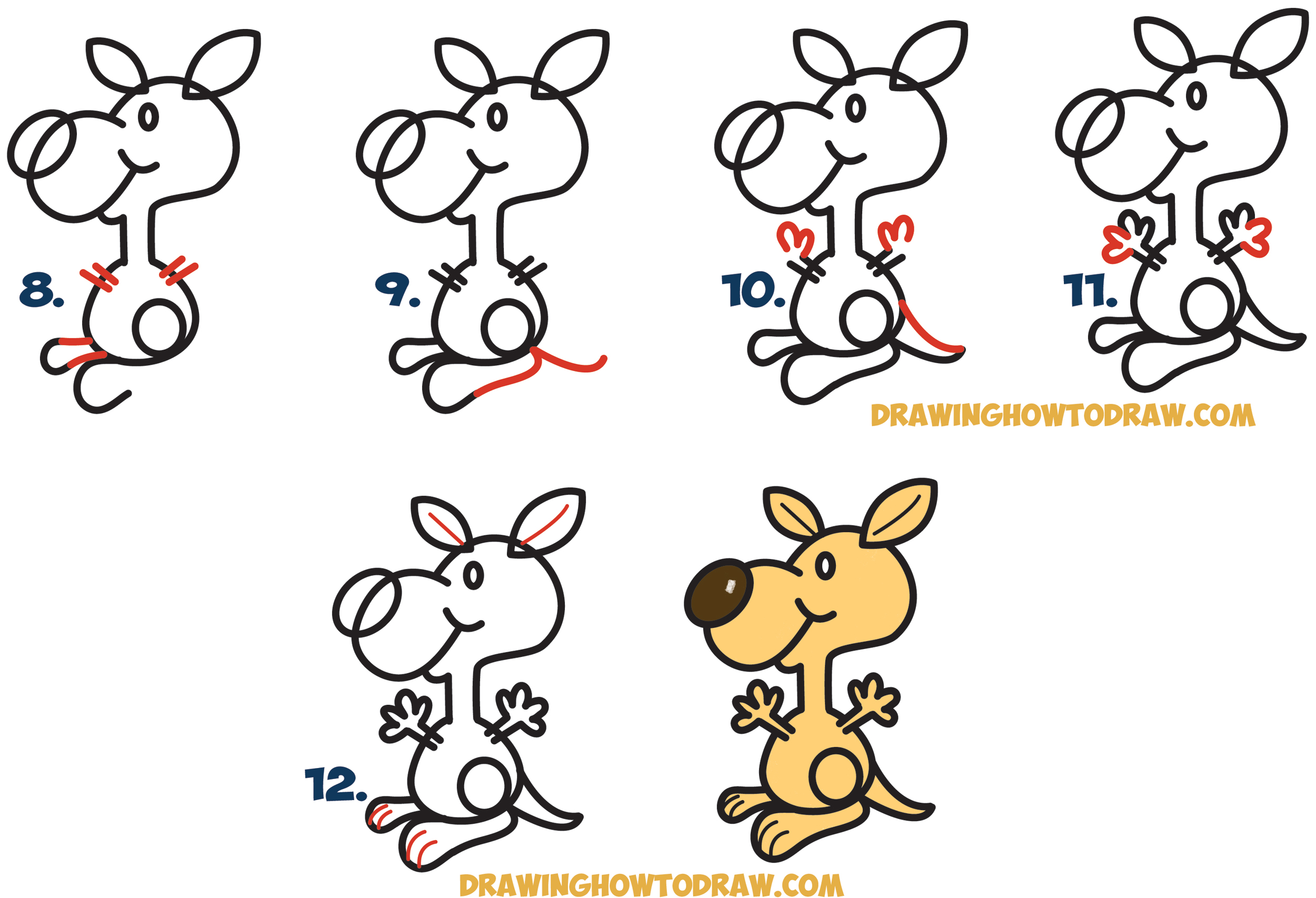 2500x1706 How To Draw A Cartoon Kangaroo From A Question Mark Shape - Question Drawing