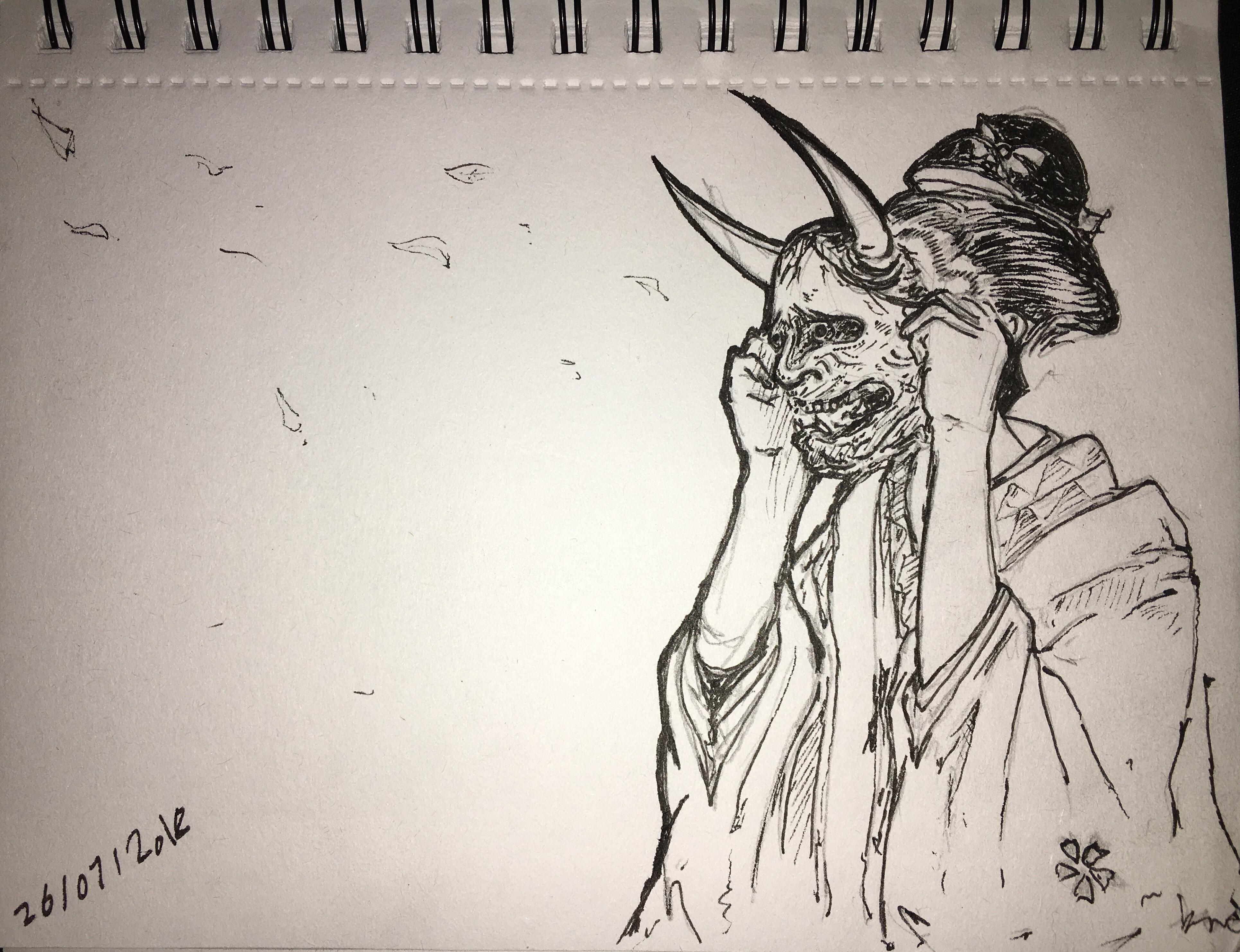 3861x2965 quick drawing of some japanese yokai inspired thing drawing - Quick Drawing