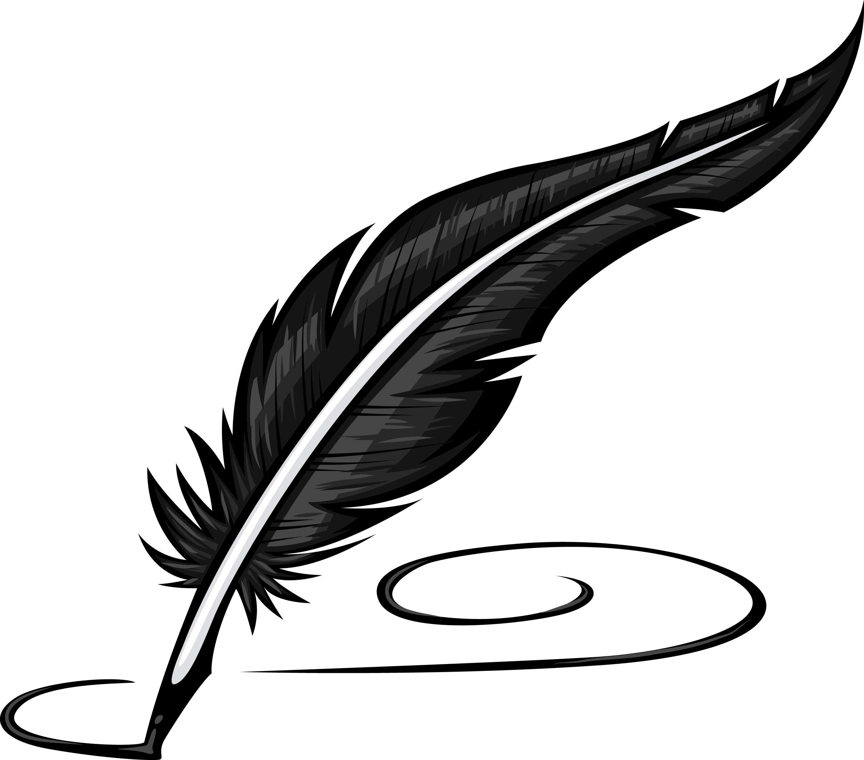 Quill And Ink Drawing, Clipart Retro Vintage Black And White Hand - Quill A...
