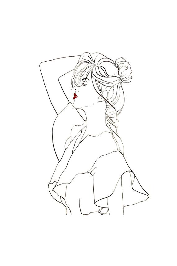 570x855 red lips ink sketch ink drawing pen and ink black and etsy - Quill And Ink Drawing