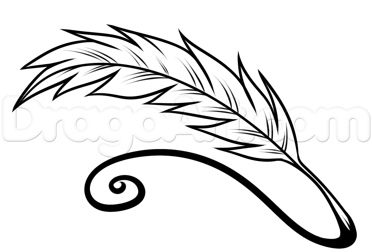 1218x825 how to draw a quill, quill pen, step - Quill Pen Drawing