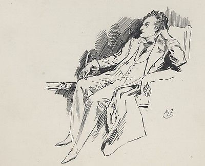 400x325 Original Pen Ink Drawing - Quill Pen Drawing