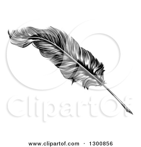 450x470 black and white engraved feather quill pen posters, art prints - Quill Pen Drawing