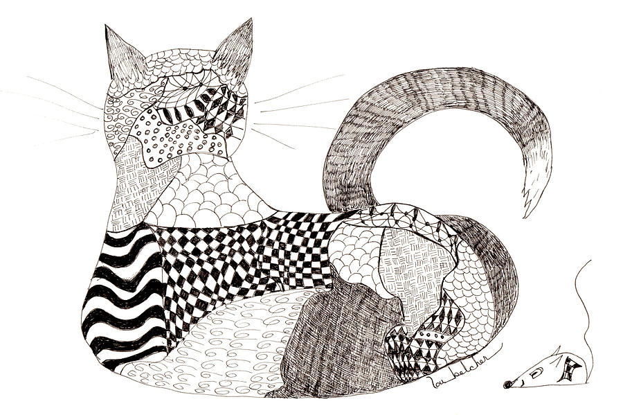 900x599 quilt cat and checkers drawing - Quilt Drawing