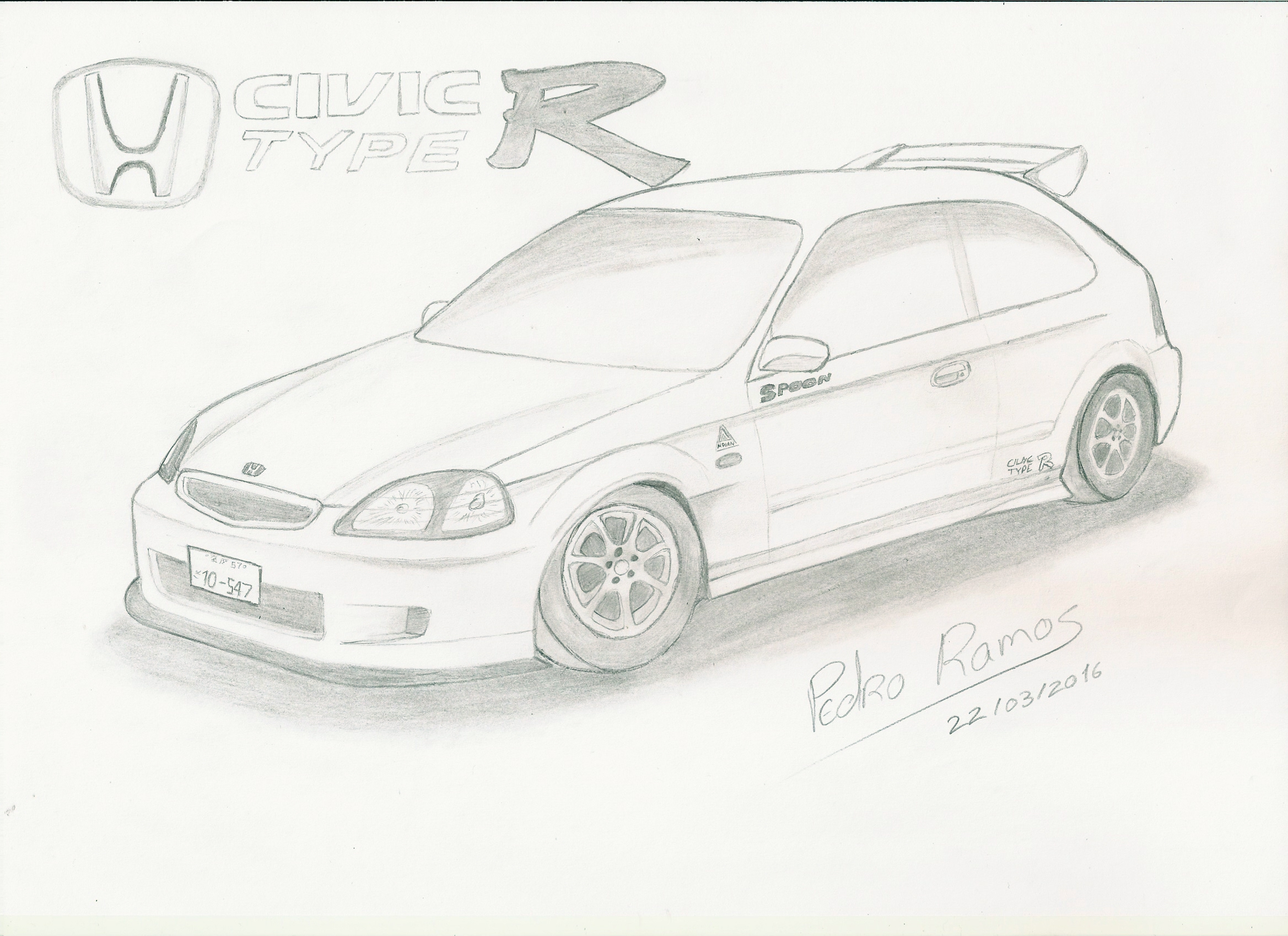 2337x1699 I Did This Drawing Yesterday, What Do You Think Honda Civic Type - R Drawing