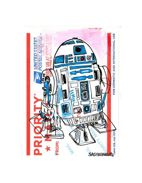 498x640 Robot Street Art Graffiti Sticker Drawing Priority Mail Ebay - R2d2 Drawing