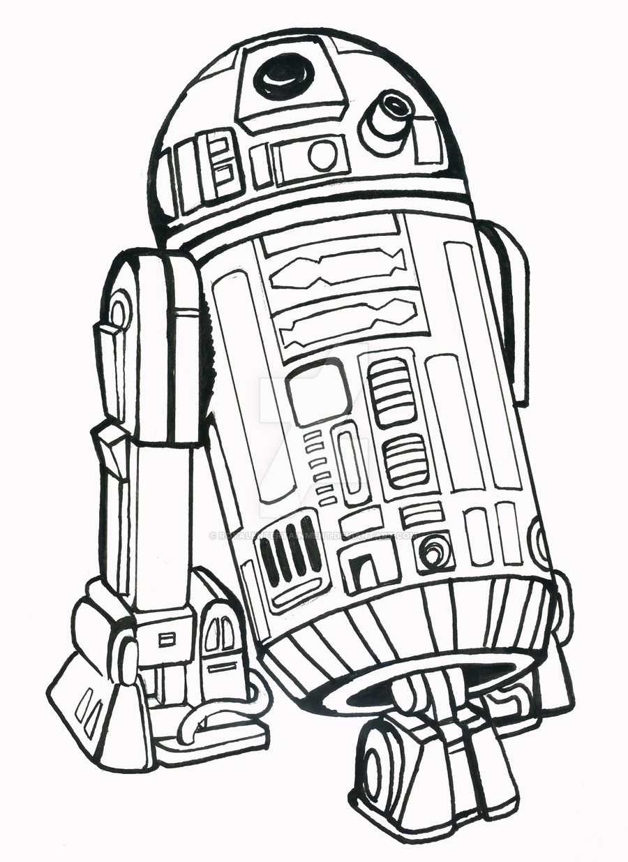 900x1235 Drawing For Free Download - R2d2 Line Drawing