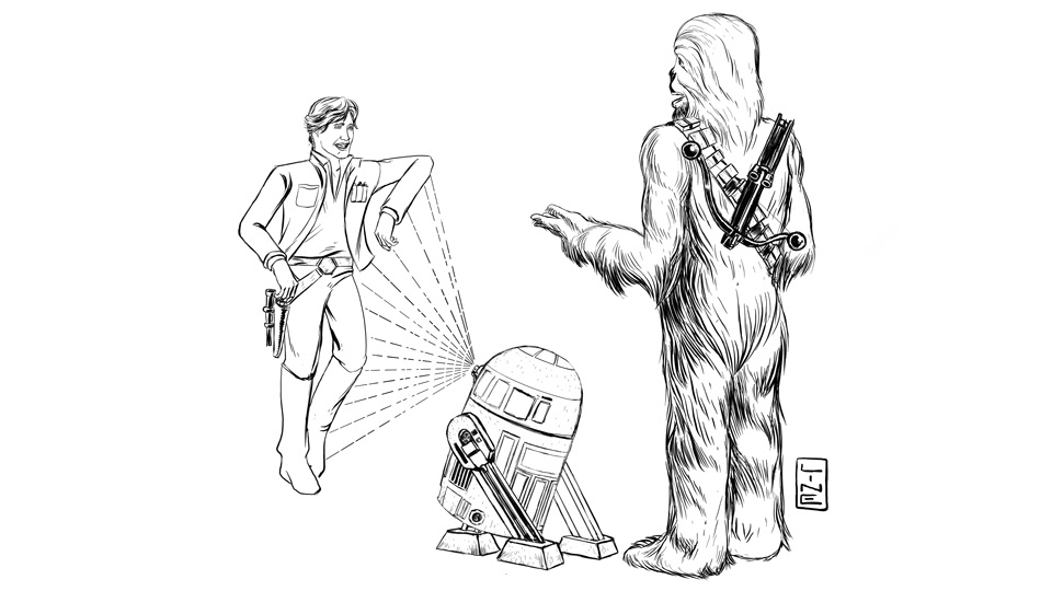 960x540 Star Wars Characters On Behance - R2d2 Line Drawing