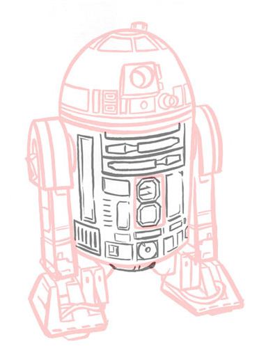 372x510 Drawing - R2d2 Line Drawing