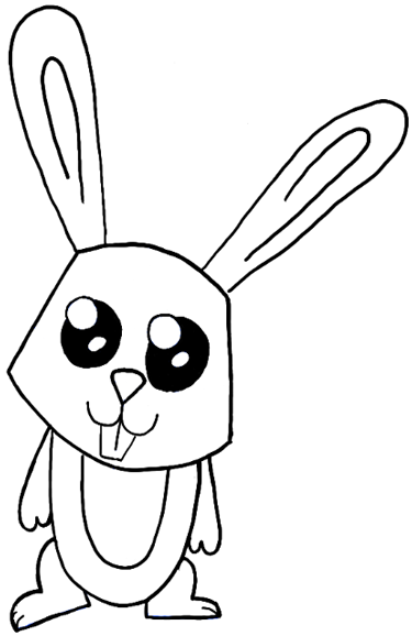 375x578 How To Draw A Cartoon Bunny Rabbit With Easy Step - Rabbit Cartoon Drawing