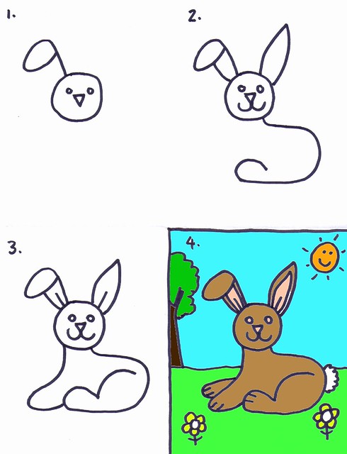 490x640 How To Draw A Bunny Rabbit - Rabbit Drawing For Kids
