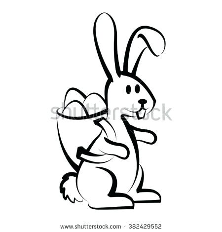 450x470 Bunny Rabbit Outline Coloring - Rabbit Drawing Outline