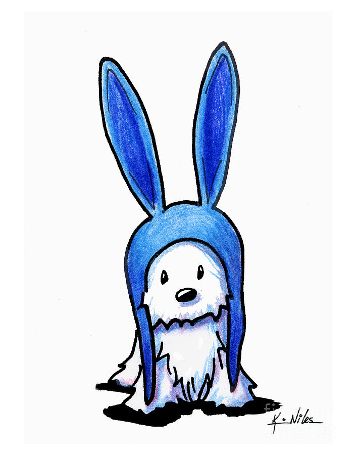 707x900 rabbit ears westie drawing - Rabbit Ears Drawing