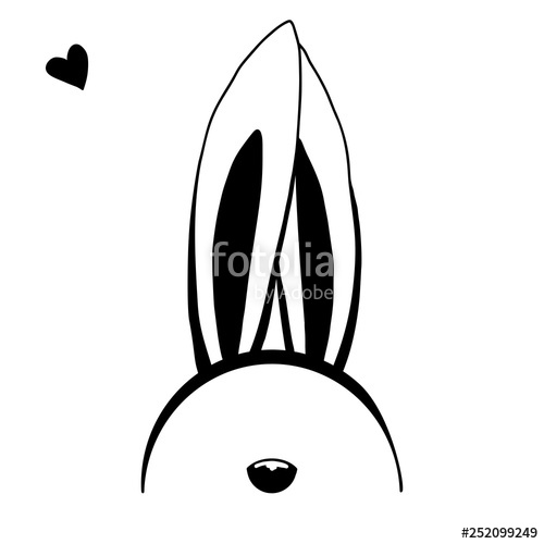 500x500 sketch rabbit ears with a nose easter bunny vector stock image - Rabbit Ears Drawing