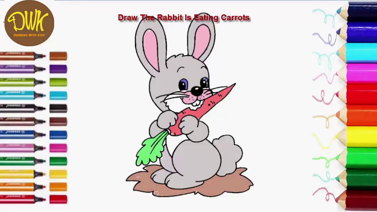 1280x720 Draw The Rabbit Is Eating Carrots - Rabbit Eating Carrot Drawing