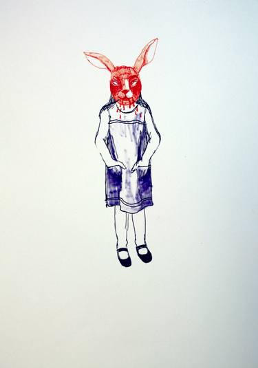 375x535 Bloody Rabbit Head Drawing - Rabbit Head Drawing