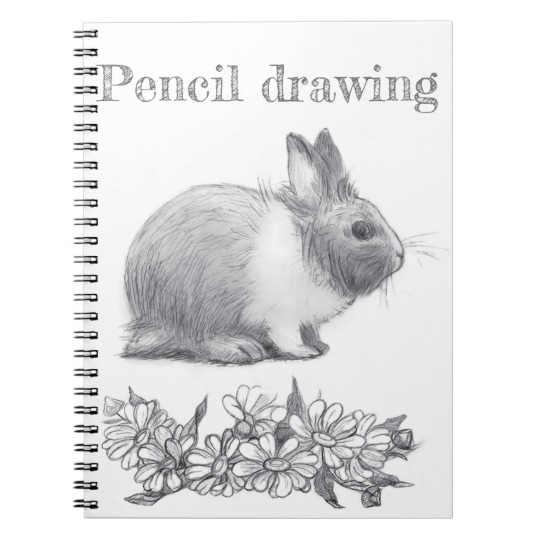 540x540 Fluffy The Rabbit Pencil Drawing Notebook - Rabbit Pencil Drawing