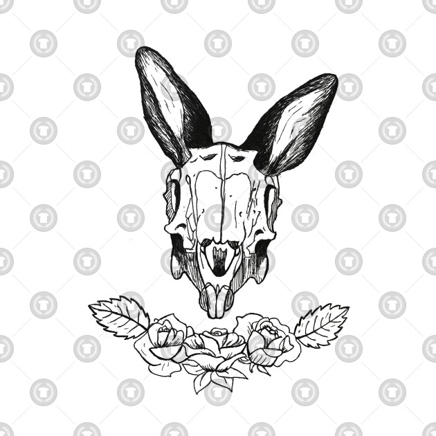 630x630 Rabbit Skull And Rose - Rabbit Skeleton Drawing