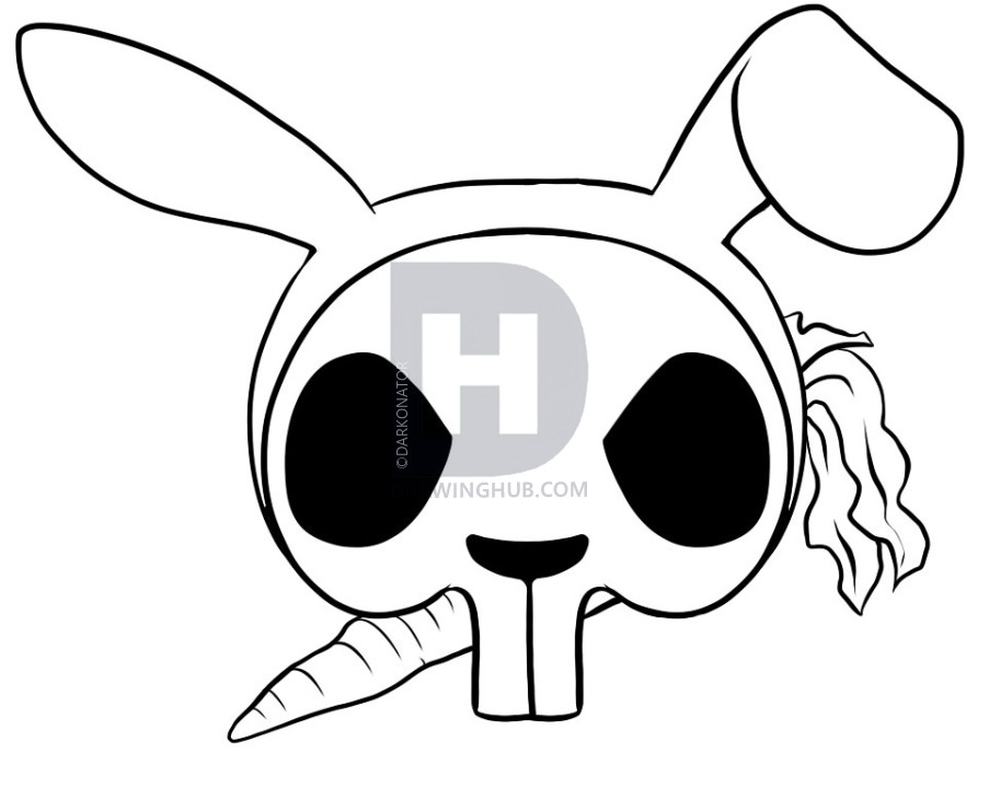 903x720 How To Draw A Rabbit Skull, Step - Rabbit Skull Drawing
